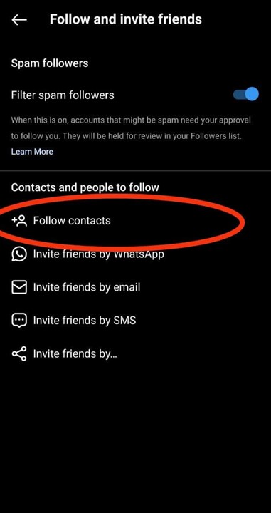 پیدا کردن دوستان با شماره تلفن در اینستا